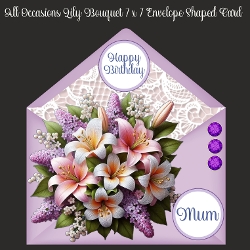 All Occasions Lily Bouquet 7 x 7 Envelope Shaped Card