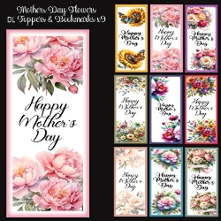 Image of cup1364292_2474 - Mothers Day Flowers DL Toppers & Bookmarks x 9