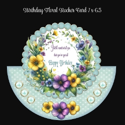 Birthday Floral Rocker Card 7 x 6.5