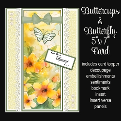 Buttercups & Butterfly 5 x 7 Card