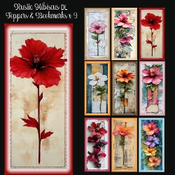 Rustic Hibiscus DL Toppers & Bookmarks