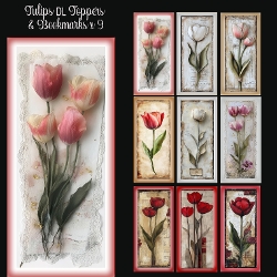 Tulips DL Toppers Or Bookmarks x 9
