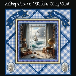 Sailing Ship 7 x 7 Fathers Day Card
