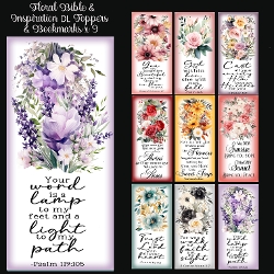 Floral Bible & Inspiration DL Toppers Or Bookmarks