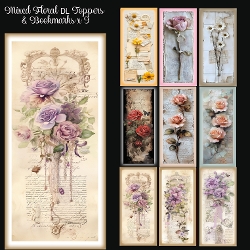 Mixed Floral DL Toppers & Bookmarks