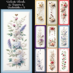 Delicate Florals DT Toppers & Bookmarks x 9