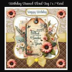 Birthday Framed Floral Tag 7 x 7 Card
