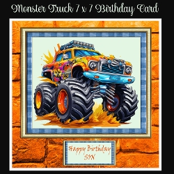 Monster Truck 7 x 7 Birthday Card
