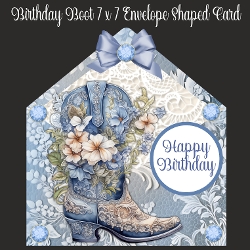 Birthday Boot 7 x 7 Envelope Shaped Card
