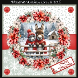 Christmas Donkeys 7.5 x 7.5 Card