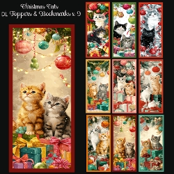 Christmas Cats DL Toppers & Bookmarks x 9