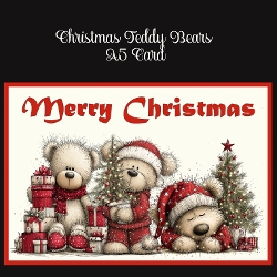 Christmas Teddy Bears A5 Card