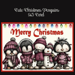 Cute Christmas Penguins A5 Card
