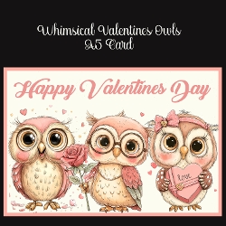 Whimsical Valentines Owls A5 Card