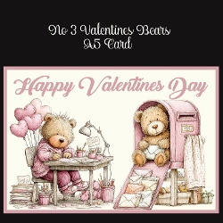 No 3 Valentines Bears A5 Card
