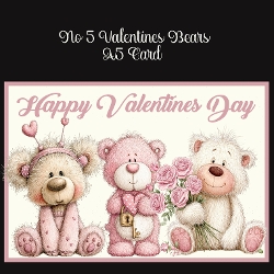 No 5 Valentines Bears A5 Card