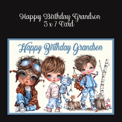 Happy Birthday Grandson 5 x 7 Card