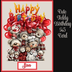 Cute Teddy Birthday A5 Card