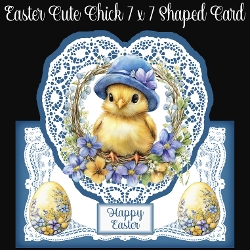 Easter Cute Chick 7 x 7 Shaped Card