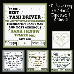 Fathers Day 7 x 7 Card Toppers x 4 & Insert