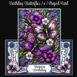 Birthday Butterflies 7 x 7 Shaped Card