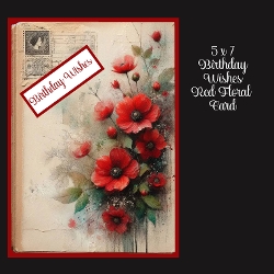 5 x 7 Birthday Wishes Red Floral Card