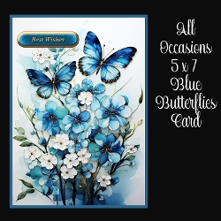All Occasions 5 x 7 Blue Butterflies Card