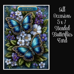 All Occasions 5 x 7 Beaded Butterflies Card