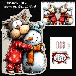 Christmas Cat & Snowman Shaped Card