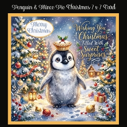 Penguin & Mince Pie Christmas 7 x 7 Card