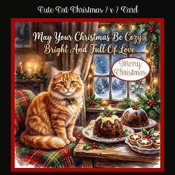 Cute Cat Christmas 7 x 7 Card