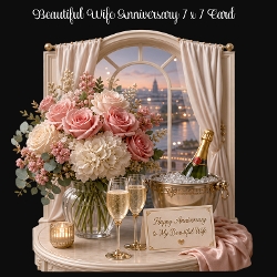 cup1457291_2474 - Beautiful Wife Anniversary 7 x 7 Shaped Card