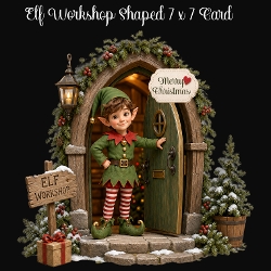Elf Workshop Shaped 7 x 7 Card