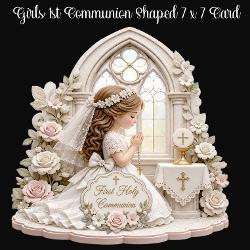 cup1459492_2474 - Girls 1st Communion Shaped 7 x 7 Card