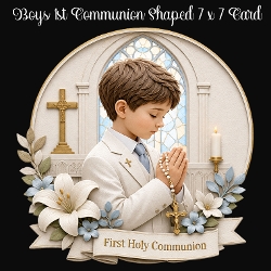 cup1459493_2474 - Boys 1st Communion Shaped 7 x 7 Card