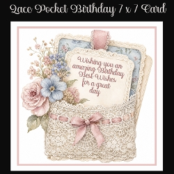 Lace Pocket Birthday 7 x 7 Card