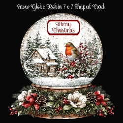 Snow Globe Robin Shaped 7 x 7 Card AS REQUESTED