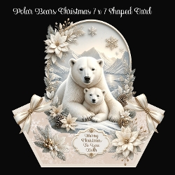 Polar Bears Christmas 7 x 7 Shaped Card