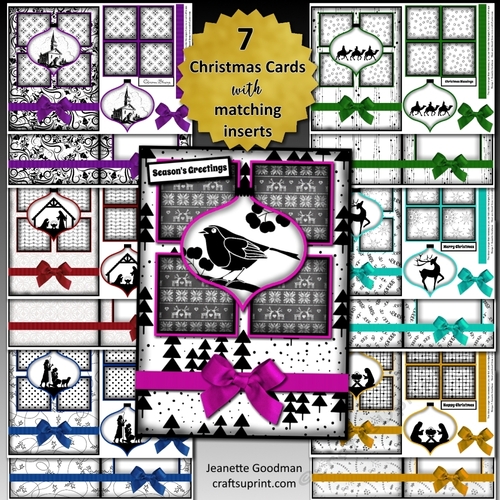 Christmas Decoration Silhouette 4 Square Card Bumper Kit