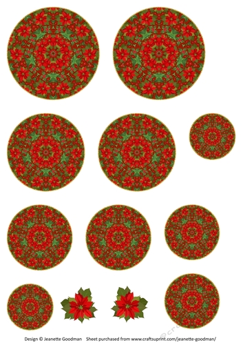 Round Christmas Layered Poinsettia and Holly Ornament 2 