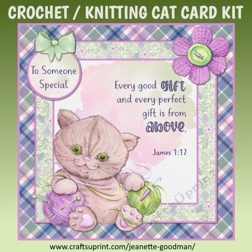 James 1-15 Bible Verse Home Made Kitty Cat Card Kit 