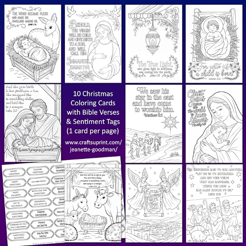 10 Christmas Bible Verse Colouring Cards SR