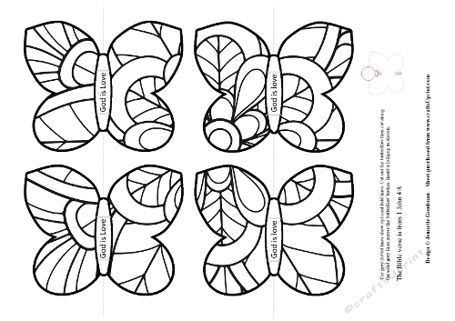 Bible verse colouring butterfly lollipop holders – God is love