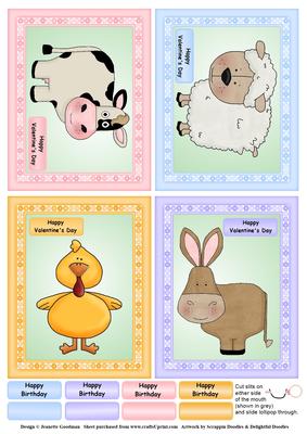 Farm Animal Lollipop Holder Party Favors