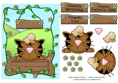 Curious Cat Decoupage Card