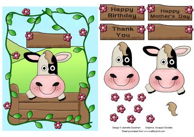 Curious Cow Decoupage Card