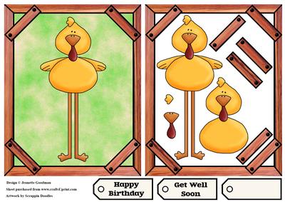 Long Legged Chicken in Wooden Frame