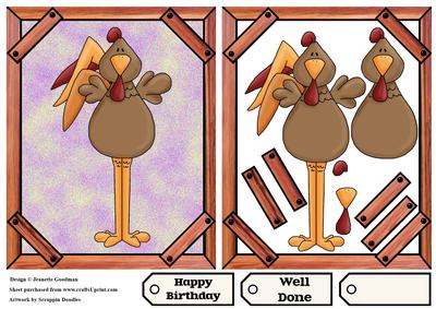Long Legged Rooster in Wooden Frame