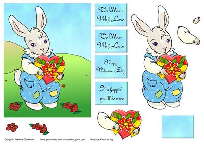 Sweet Rabbit with Red Heart Card