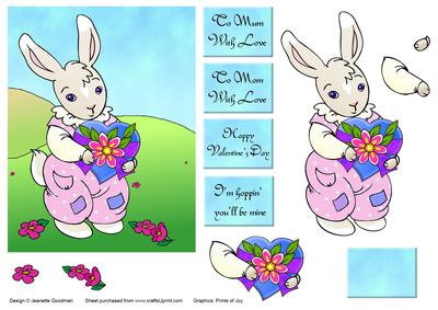 Sweet Rabbit with Blue Heart Card